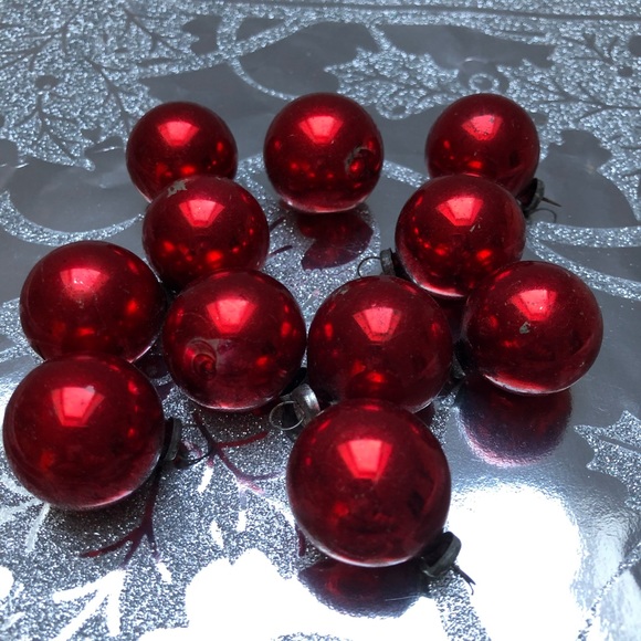 Vintage 1950’s Red Glass Mini Christmas Tree Ornaments - Picture 1 of 5